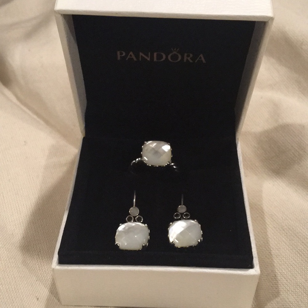 Pandora Mother of Pearl Ring and Earring Set